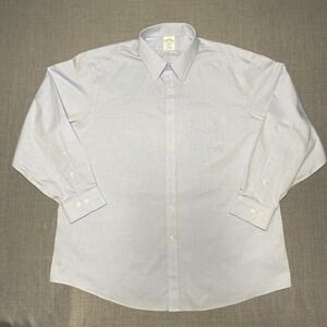 Brooks Brothers Button Down Dress Shirt Mens 18 4/5 Blue Madison Long Sleeve
